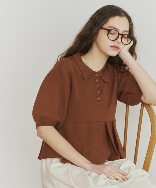 OLUN ニット セーター peplum knit tops/ペプラムニットトップス