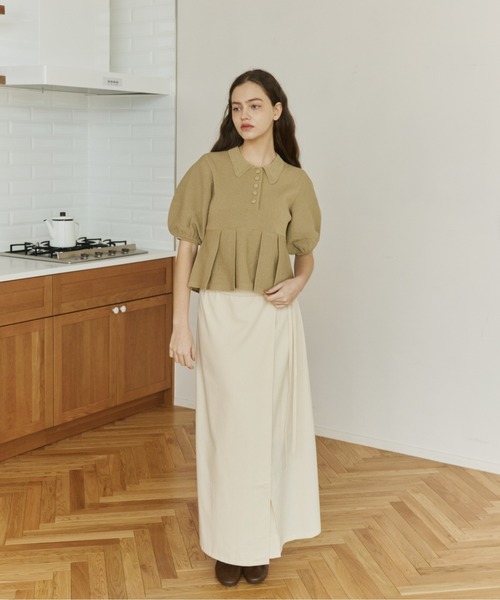 OLUN ニット セーター peplum knit tops/ペプラムニットトップス