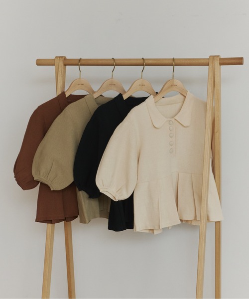 OLUN ニット セーター peplum knit tops/ペプラムニットトップス