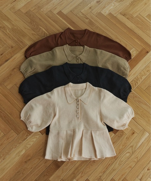 OLUN ニット セーター peplum knit tops/ペプラムニットトップス
