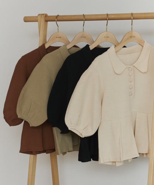 OLUN ニット セーター peplum knit tops/ペプラムニットトップス