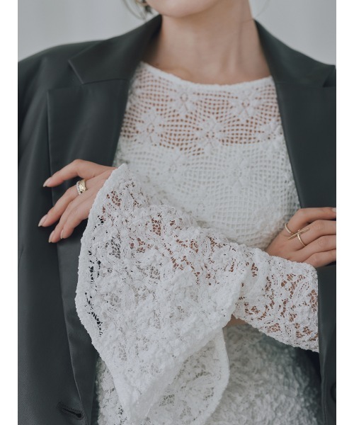 anuans【✨極美品✨】シュリンクレースパネルワンピース シュリンクレースパネルワンピース