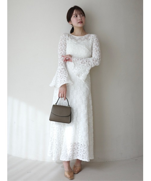 anuans（アニュアンス） ワンピース シュリンクレースパネルワンピース