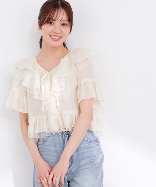 プロポーションボディドレッシング ブラウス ウォッシャブル＞キラ釦タックブラウス | PROPORTION BODY DRESSING