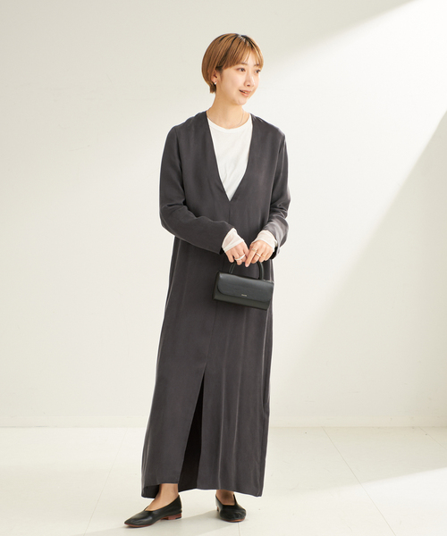 「Plage」 長袖ワンピース 38 ブラック レディースの画像