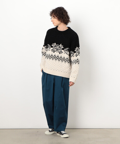 「Purple&Yellow」 長袖ニット MEDIUM グレイッシュベージュ メンズ_画像4
