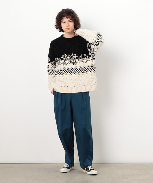 「Purple&Yellow」 長袖ニット MEDIUM グレイッシュベージュ メンズ_画像5