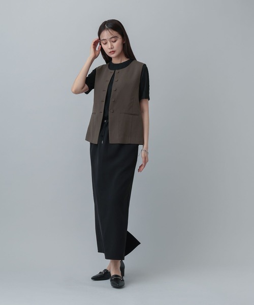 クリーニング済み　ドゥロワー　リネンベスト　ジレ GLOBAL WORK（グローバルワーク） ベスト ジレ MATINEE LINE/リネン