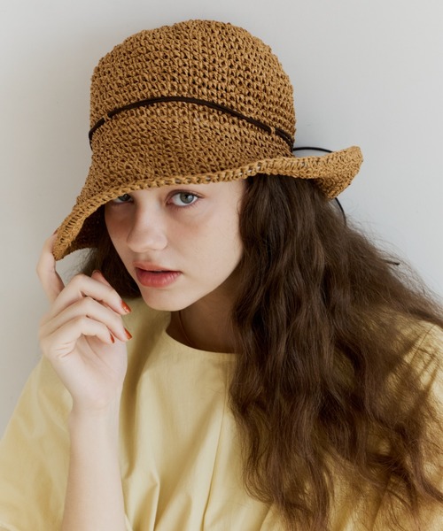 OLUN 帽子 ハット レディース crochet paper hat/クロシェ編みペーパー