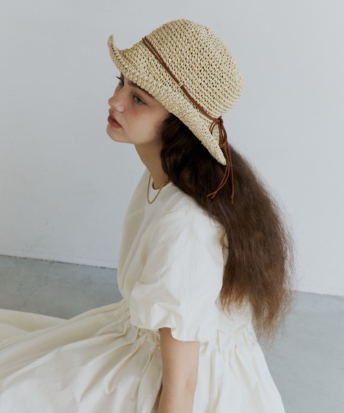 OLUN 帽子 ハット crochet paper hat/クロシェ編みペーパーハット