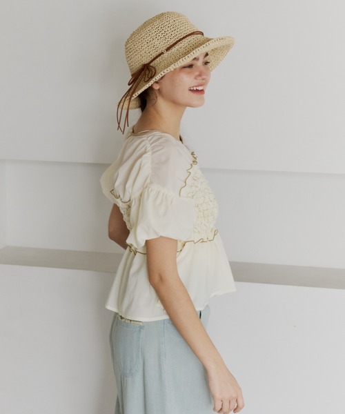 OLUN 帽子 ハット crochet paper hat/クロシェ編みペーパーハット