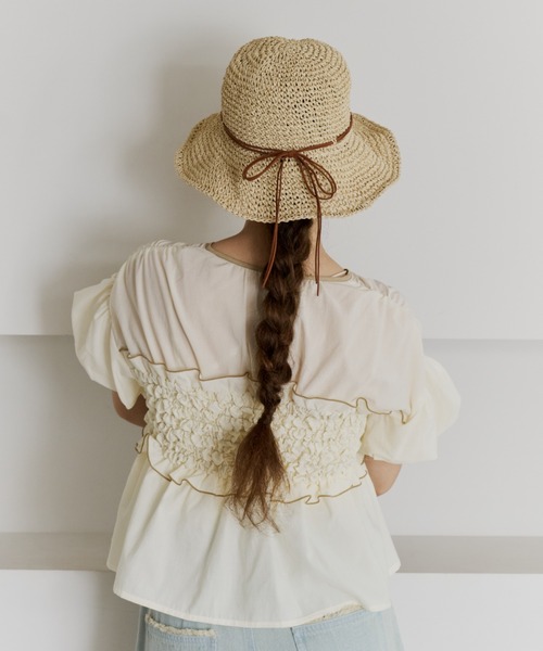 OLUN 帽子 ハット crochet paper hat/クロシェ編みペーパーハット