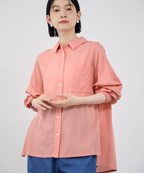 リネンシャツ ブラウス シャツ Idnes リネンシャーリングシャツ 