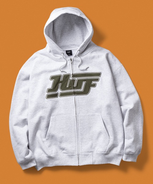 HUF（ハフ） ジップアップパーカー L アッシュグレー メンズ