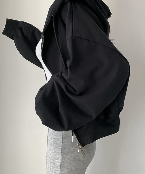 「Girly Doll」 ジップアップパーカー F ブラック レディース_画像3