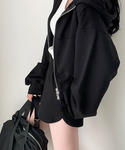 「Girly Doll」 ジップアップパーカー F ブラック レディース_画像4