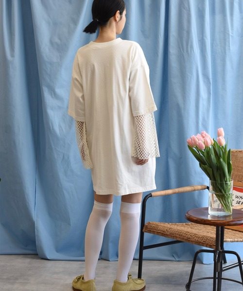 「Alley by w closet」 半袖ワンピース FREE オフホワイト レディース_画像7