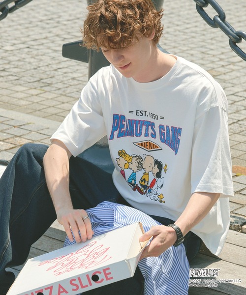 PEANUTS tシャツ 「Exclusive」PEANUTS College Logo S/S Tee