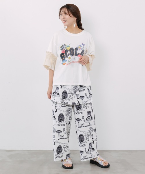 ScoLar(スカラー) ワイドパンツ パンツ 162685:アンティーク柄 3way ScoLar(スカラー) ワイドパンツ パンツ 162685:アンティーク柄 3way