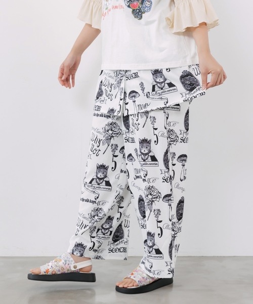 ScoLar（スカラー） ワイドパンツ パンツ 162685：アンティーク柄 3way