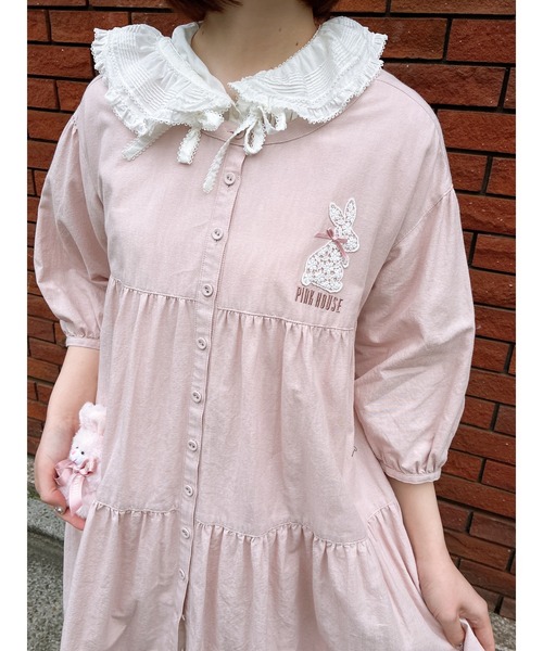 PINK HOUSE（ピンクハウス） ワンピース 半袖 うさぎの耳付きフード