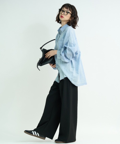 「A.D.C.L.」 長袖シャツ M ライトブルー レディース_画像9