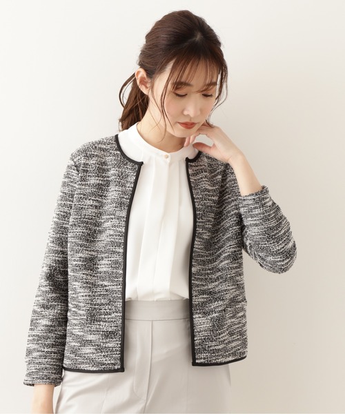 高額売筋 ジャケット ノーカラージャケット ツイーディーノーカラージャケット