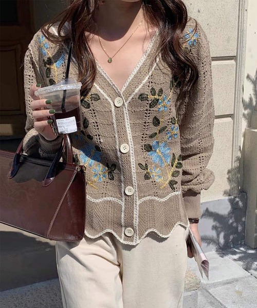 カーディガン ボリューム袖かぎ編みレース花刺繍カーディガン Zozotown Paypayモール店 通販 Paypayモール