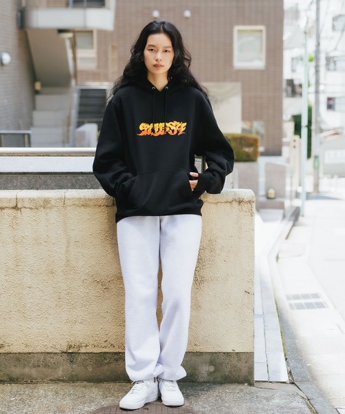 パーカー STUSSY/ステューシー FIRE HOODIE スウェット パーカー エンブレムロゴ 新品☆スチューシー パーカー スエット XLサイズ ホワイト パーカー