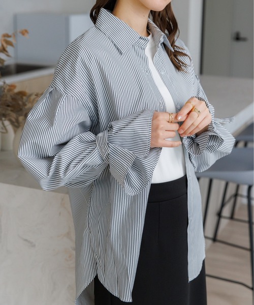 シャツ ブラウス 大人女子×フェミニンの大定番2WAY ストライプ シャツ 