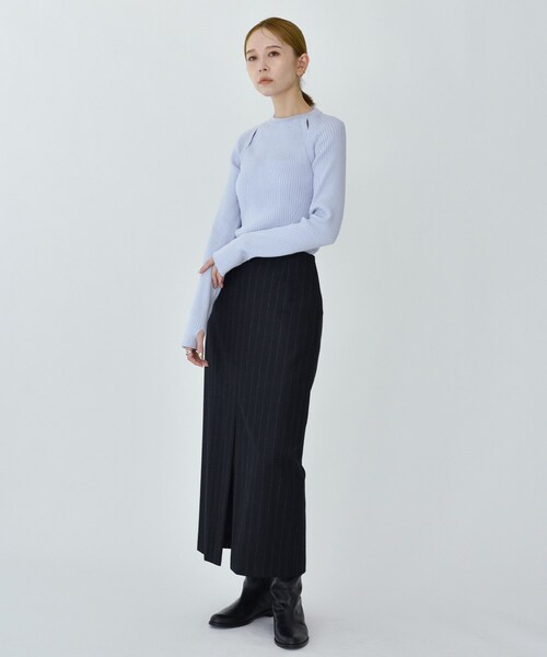 スカート STRIPED WOOL SKIRT JOHN LAWRENCE SULLIVAN スカート 「JOHN SULLIVAN/ジョン