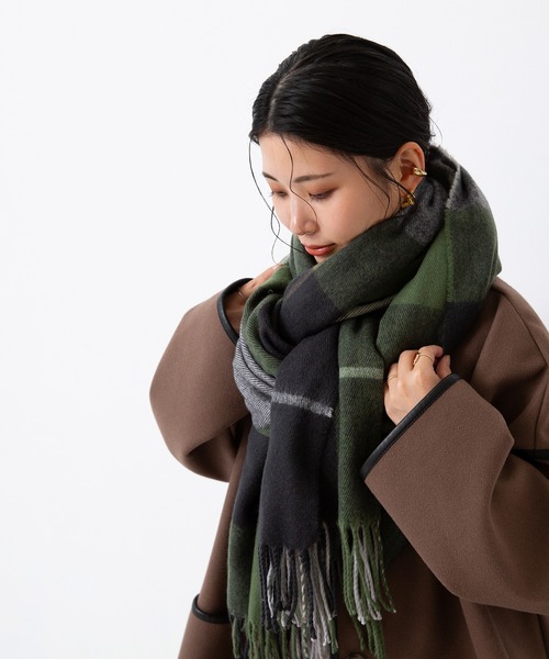 welleg ストール マフラー 幅たっぷり 大判チェックストール