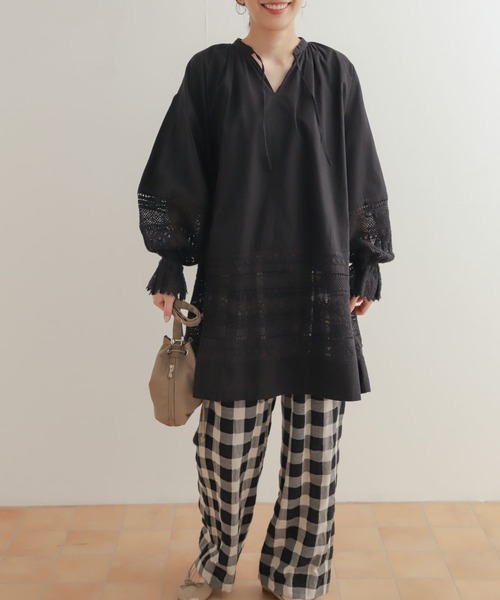 DOOR/『セットアップ対応』レースドッキングチュニックブラウス URBAN RESEARCH DOORS ブラウス シャツ 「セットアップ対応