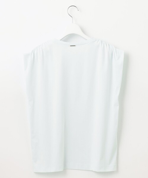 自由区S 小さいサイズ 32【洗える】タックギャザーネック Tシャツ 自由区 tシャツ 「洗える」タックギャザーネック Tシャツ