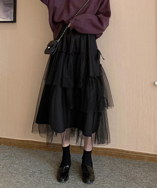 MAISON DE THERESE スカート 3枚チュール重ね ティアードフリル