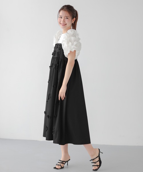 【週末までSALE】美品fitmoreフラワーモチーフキャミワンピース フラワーモチーフキャミワンピ【宅配便】 | Fit more