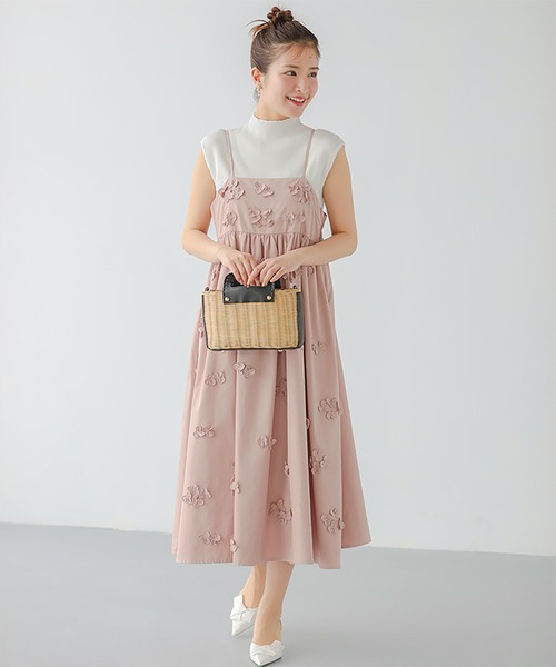 【週末までSALE】美品fitmoreフラワーモチーフキャミワンピース フラワーモチーフキャミワンピ【宅配便】 | Fit more