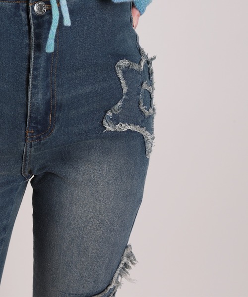 ジーンズ デニム デニムパンツ 「HOOK」for girls 星パッチ