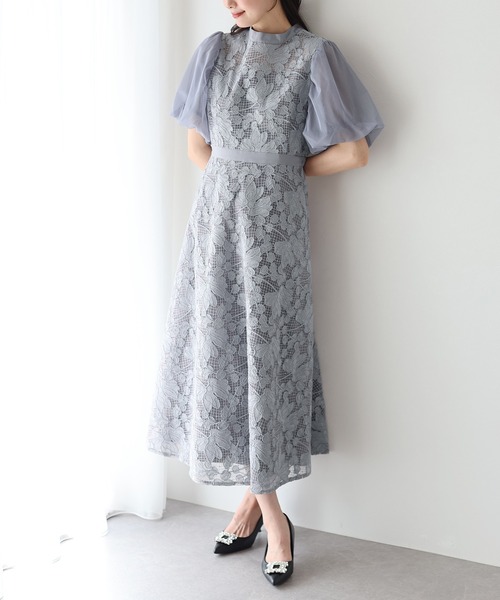 BLUEEAST ドレス エンブロイダリーレースパーティードレス