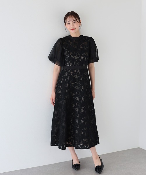 BLUEEAST ドレス エンブロイダリーレースパーティードレス