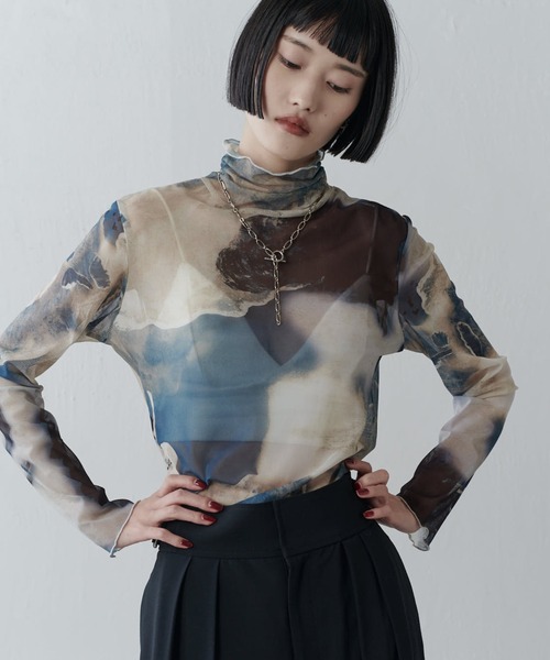 Lui's（ルイス） tシャツ マーブルプリントシアートップス レディース