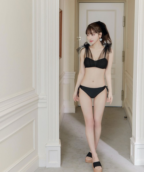 sugar nine 水着 チュールリボン バストアップ ビキニ 2点セット