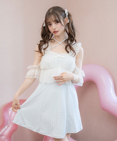 長袖チュール フリル チュール レディー ワンピース 水着 長袖チュール フリル チュール レディー ワンピース 水着
