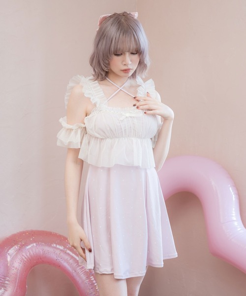美品✨ミュウミュウ 襟付きフリルプリーツワンピース Aライン