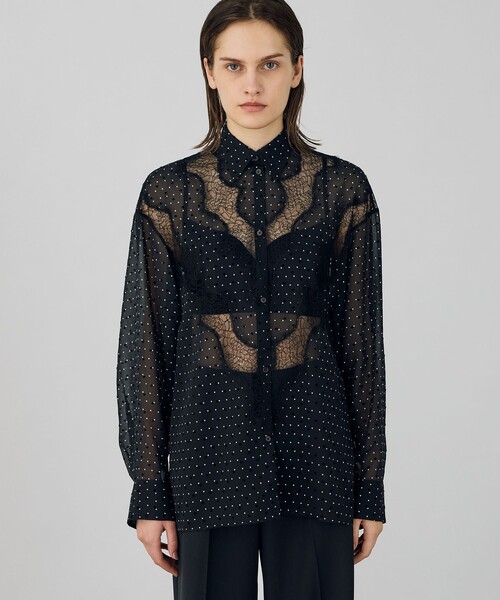 DES PRES（デプレ） シャツ ブラウス シルクドットプリント レギュラー