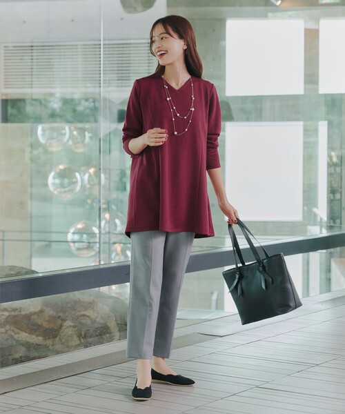 tシャツ バックフレア裏毛チュニック レディース Tiaclasse tシャツ バックフレア裏毛チュニック レディース