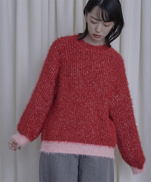 miette（ミエット） ニット セーター 配色ラメシャギーニット