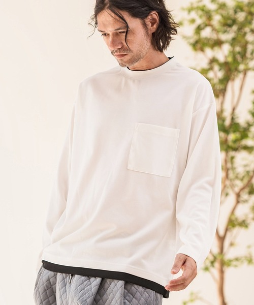 CAMBIO（カンビオ） tシャツ mlt4907-梨地フェイクレイヤードロンT
