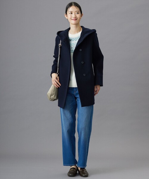 J.PRESS コート アウター ショートビーバー フーデット レディース