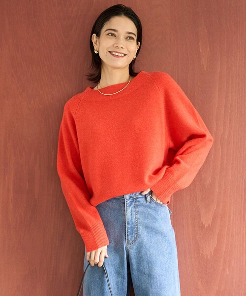 ニット セーター 「洗える」カシミヤブレンド オフネックニット レディース UNFILO ニット セーター 「洗える」カシミヤブレンド オフネック